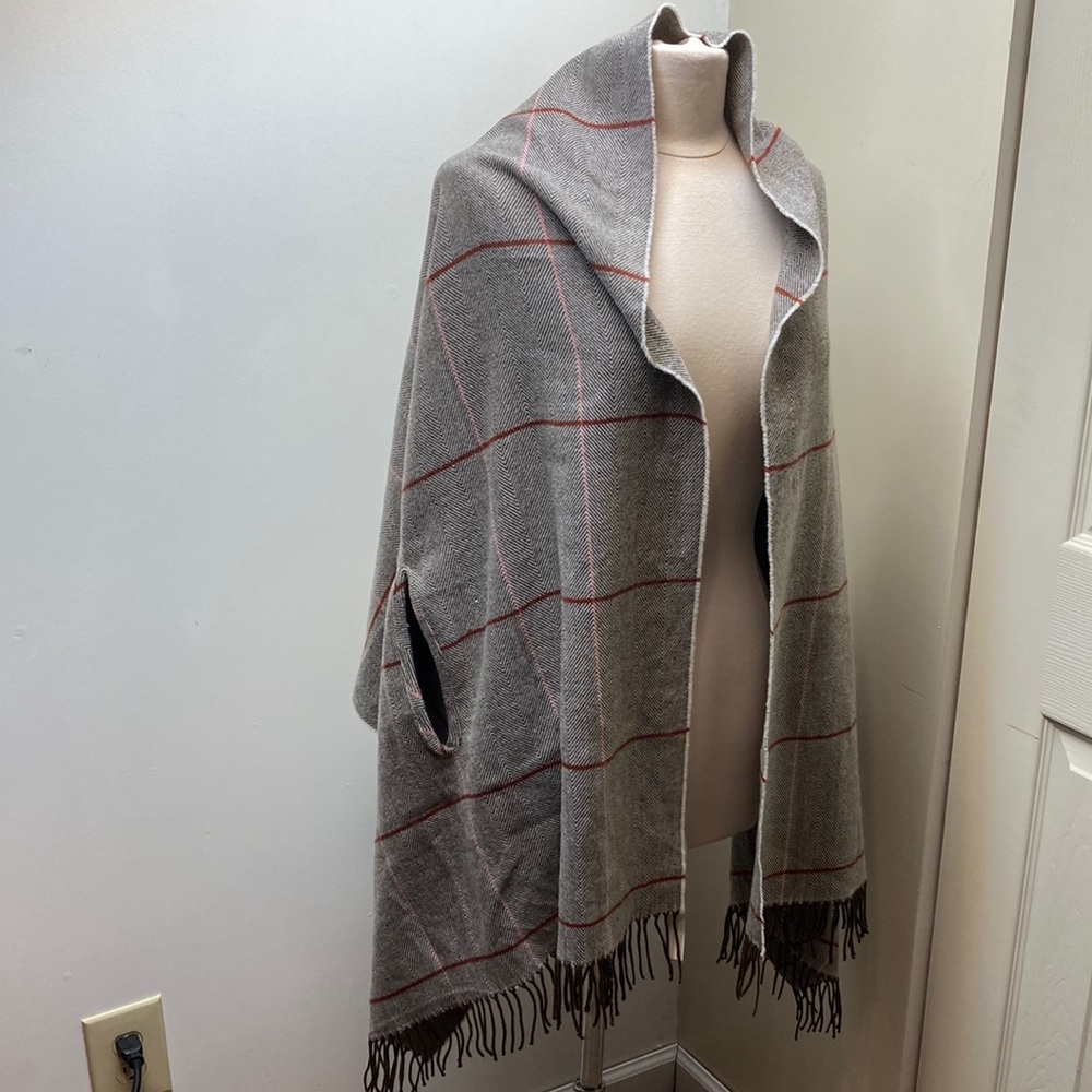 MADEWELL NWT Scarf Wrap Shawl Arm Holes Plaid Knit OS